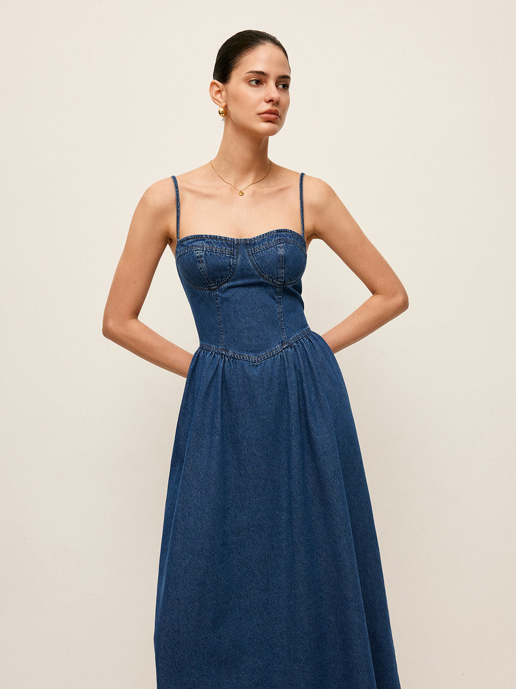 Denim Sweetheart Chic Collar Dress