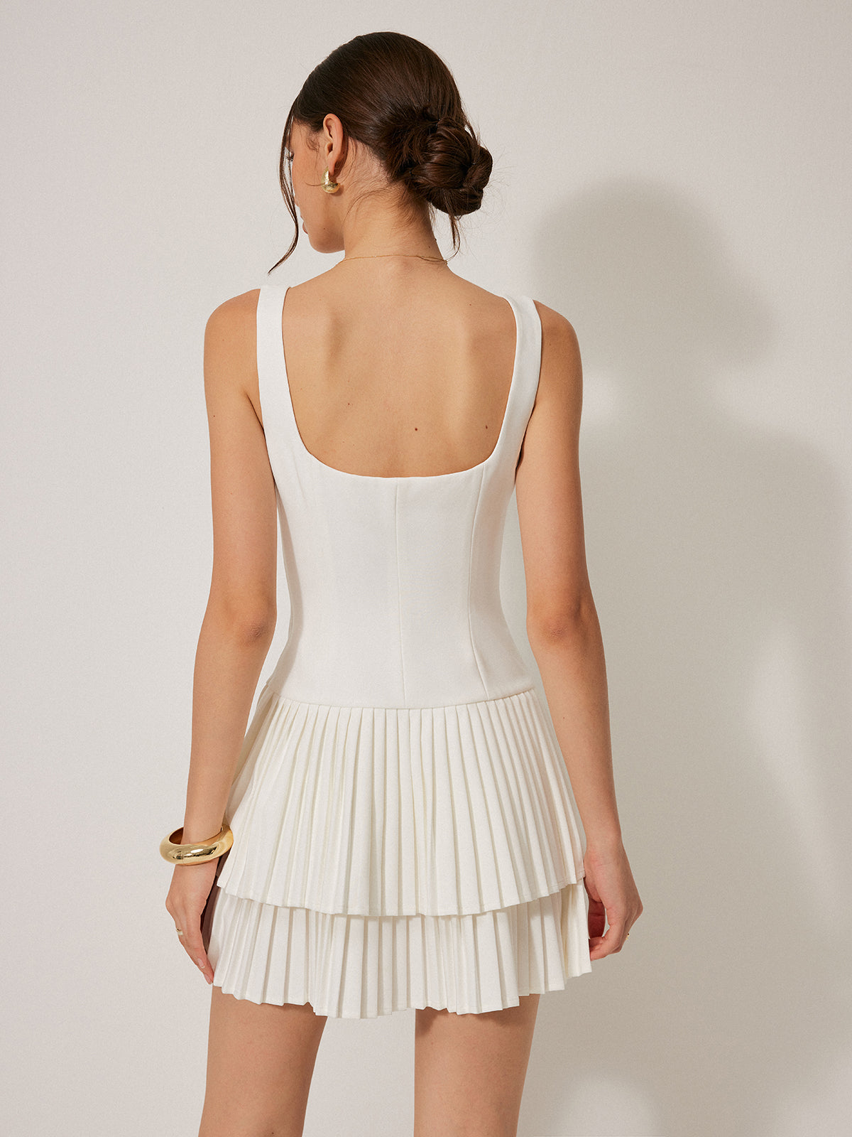 Soft Era Square Neck Pleated Dress