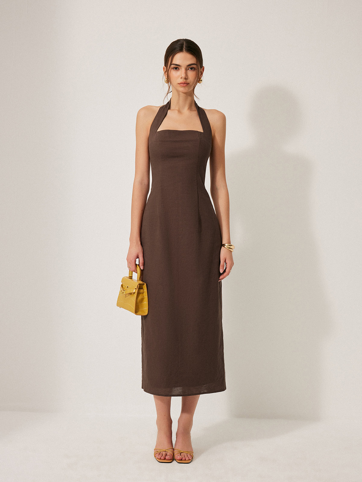 Sun Kissed Halter Backless Split Dress