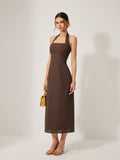 Sun Kissed Halter Backless Split Dress