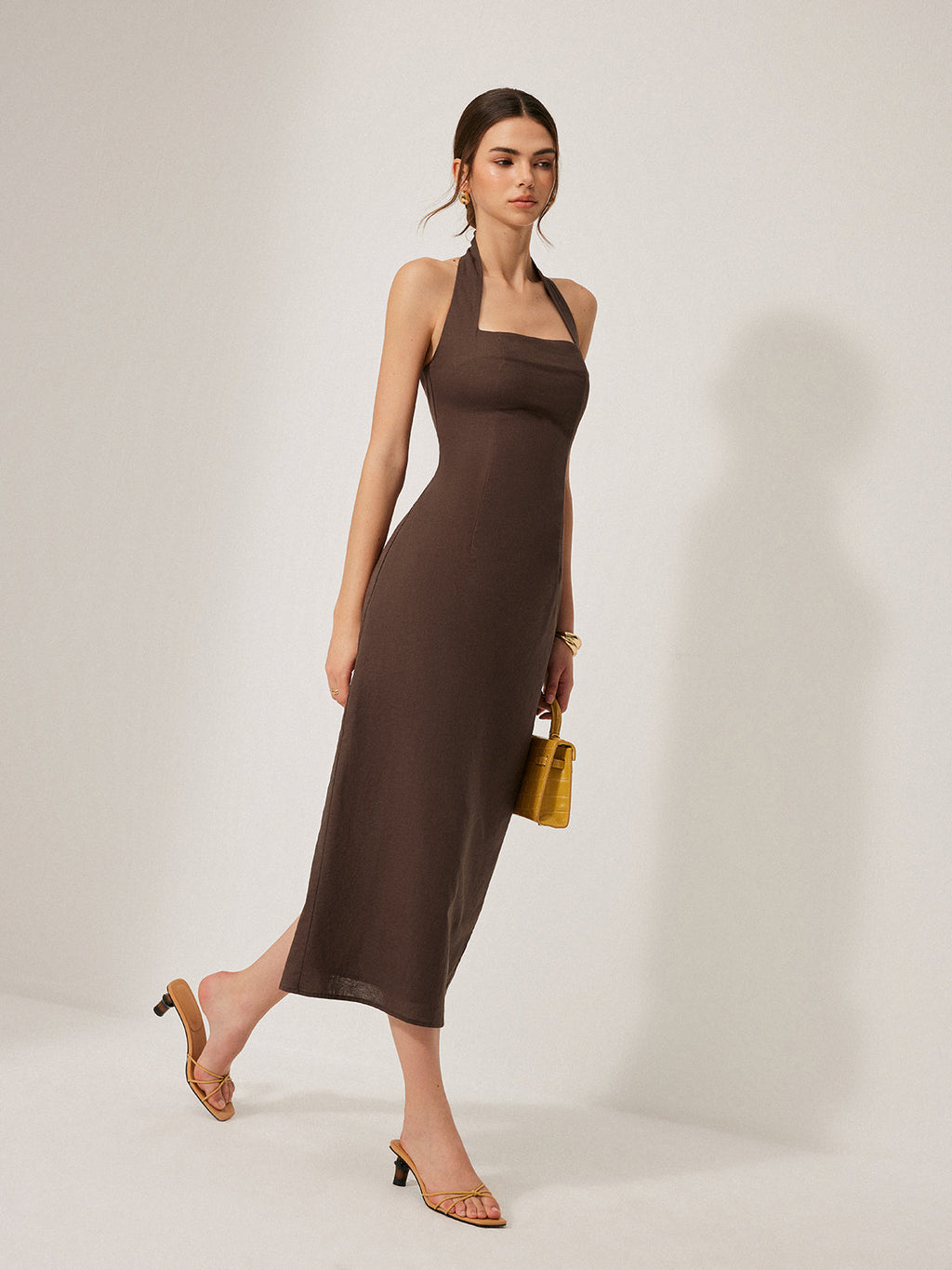 Sun Kissed Halter Backless Split Dress