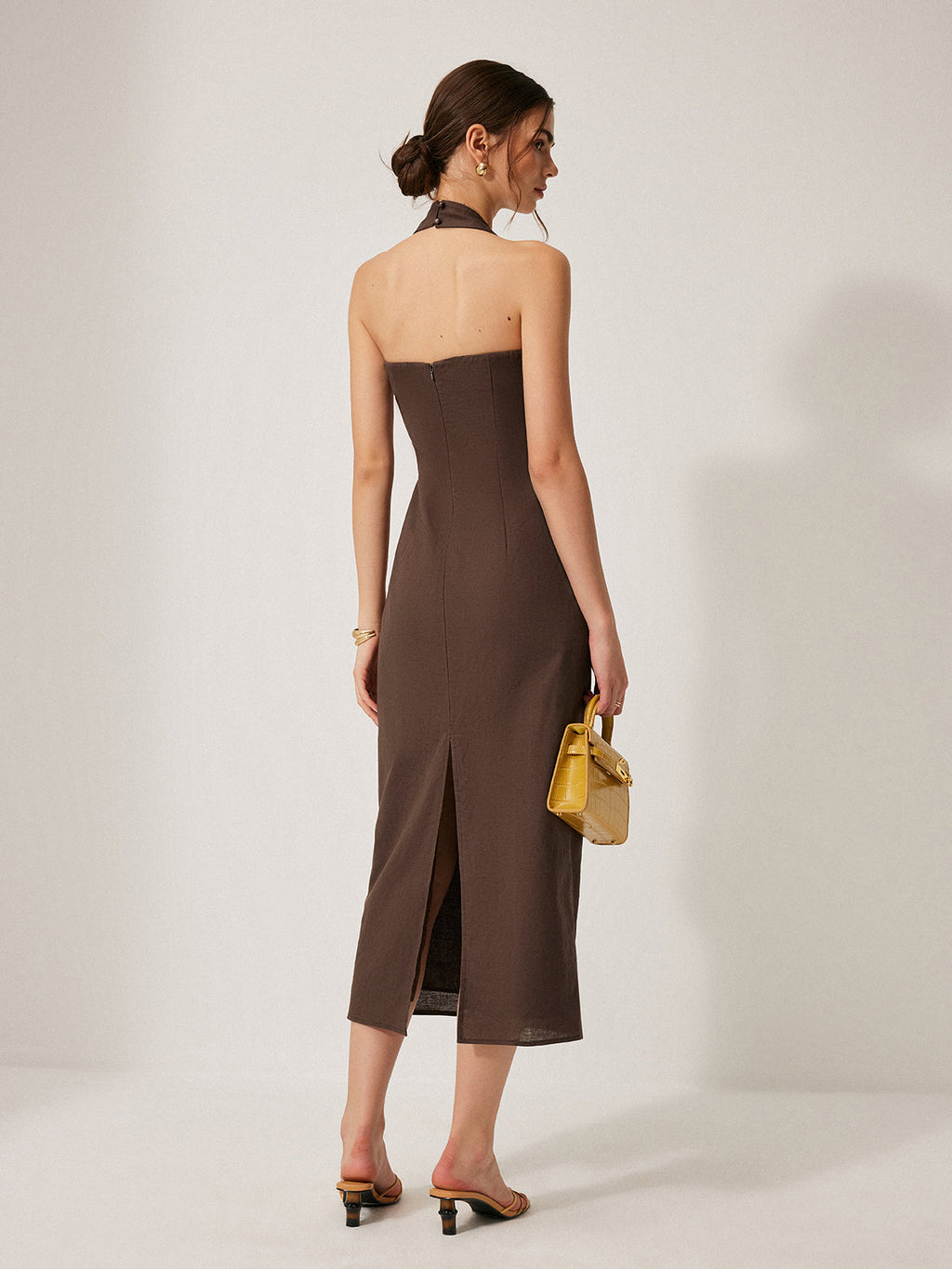 Sun Kissed Halter Backless Split Dress