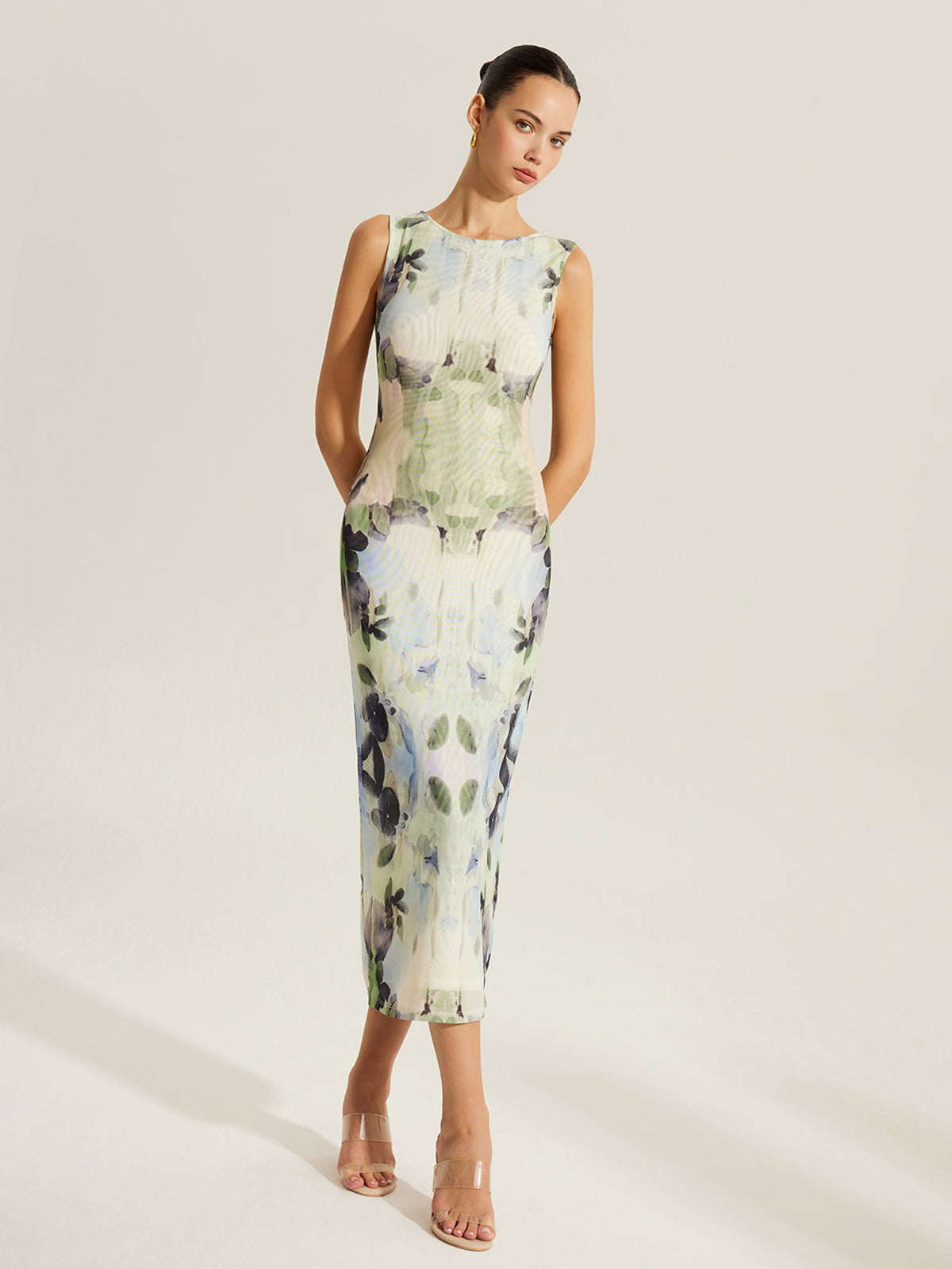 Soft Era Floral Sleeveless Mesh Dress