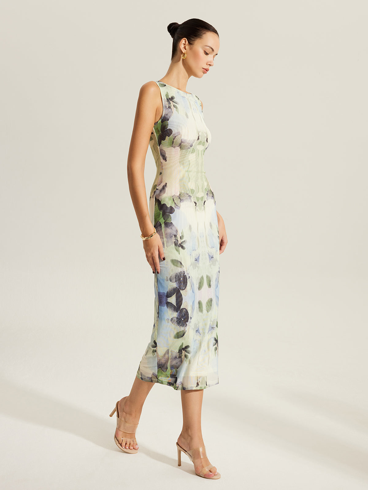 Soft Era Floral Sleeveless Mesh Dress