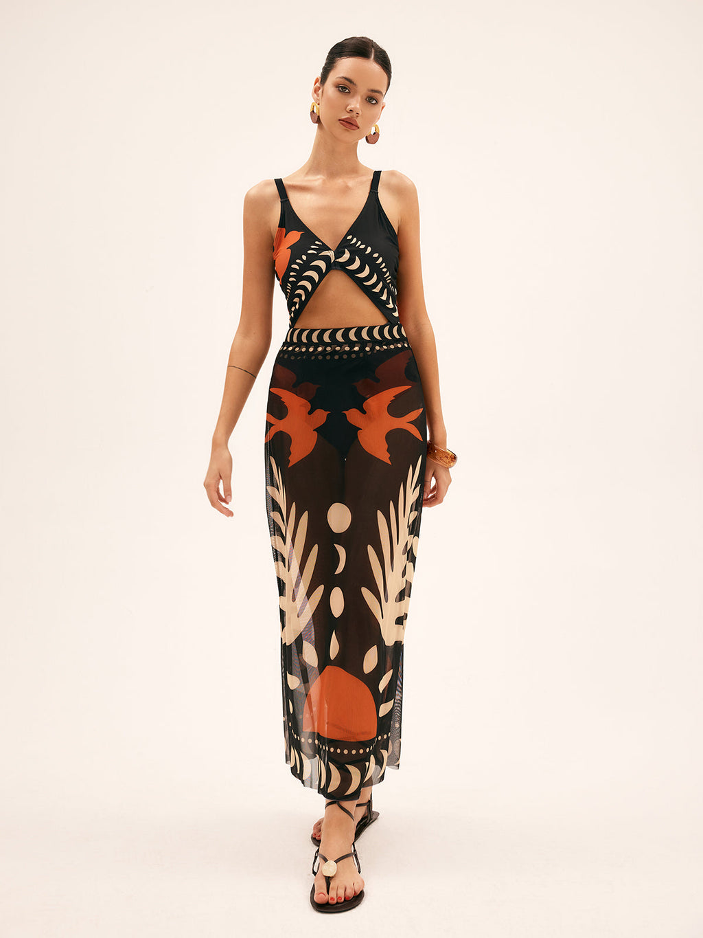Wild Wings Mesh Cover Up Maxi Skirt