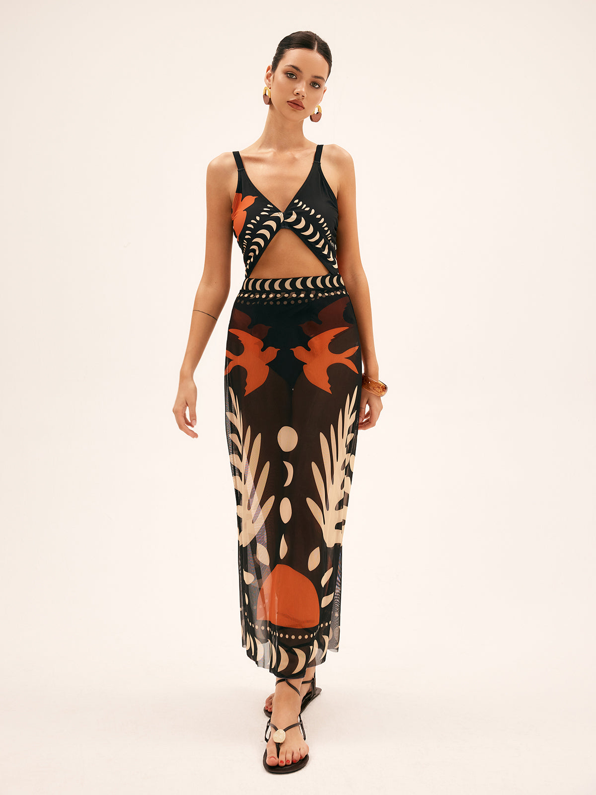 Wild Wings Mesh Cover Up Maxi Skirt