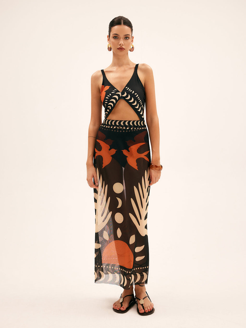 Wild Wings Mesh Cover Up Maxi Skirt