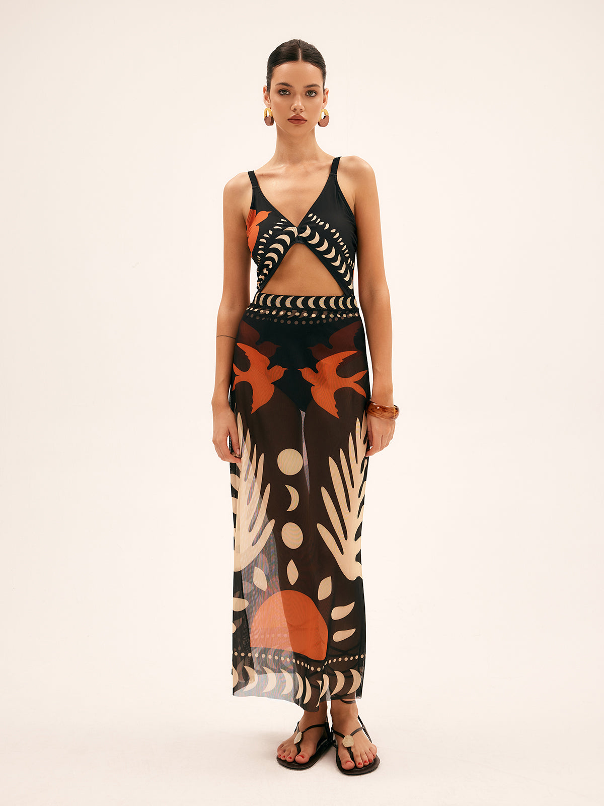 Wild Wings Mesh Cover Up Maxi Skirt