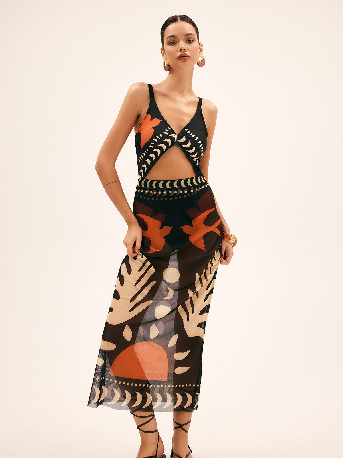 Wild Wings Mesh Cover Up Maxi Skirt