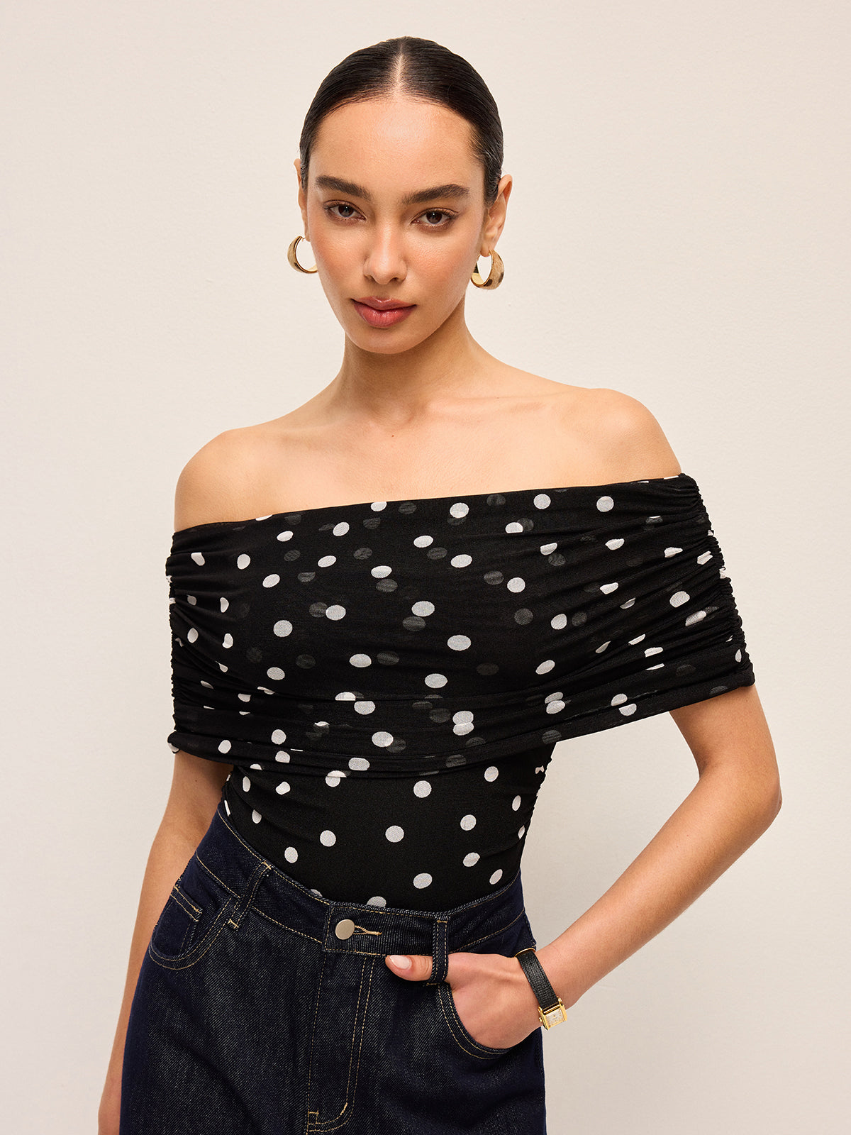 Spot On Polka Dot Off-Shoulder Bodysuit