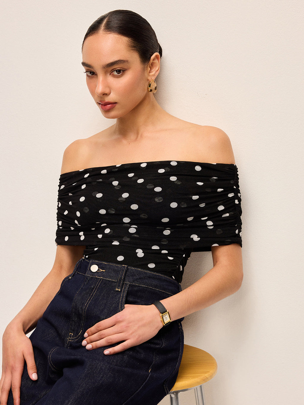 Spot On Polka Dot Off-Shoulder Bodysuit