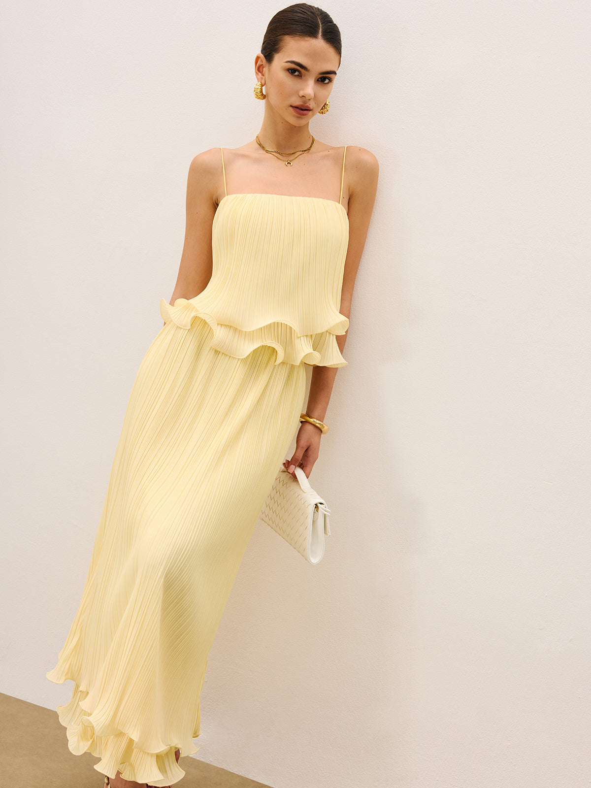 Whirl Pleated Layered Ruffle Skirt Set