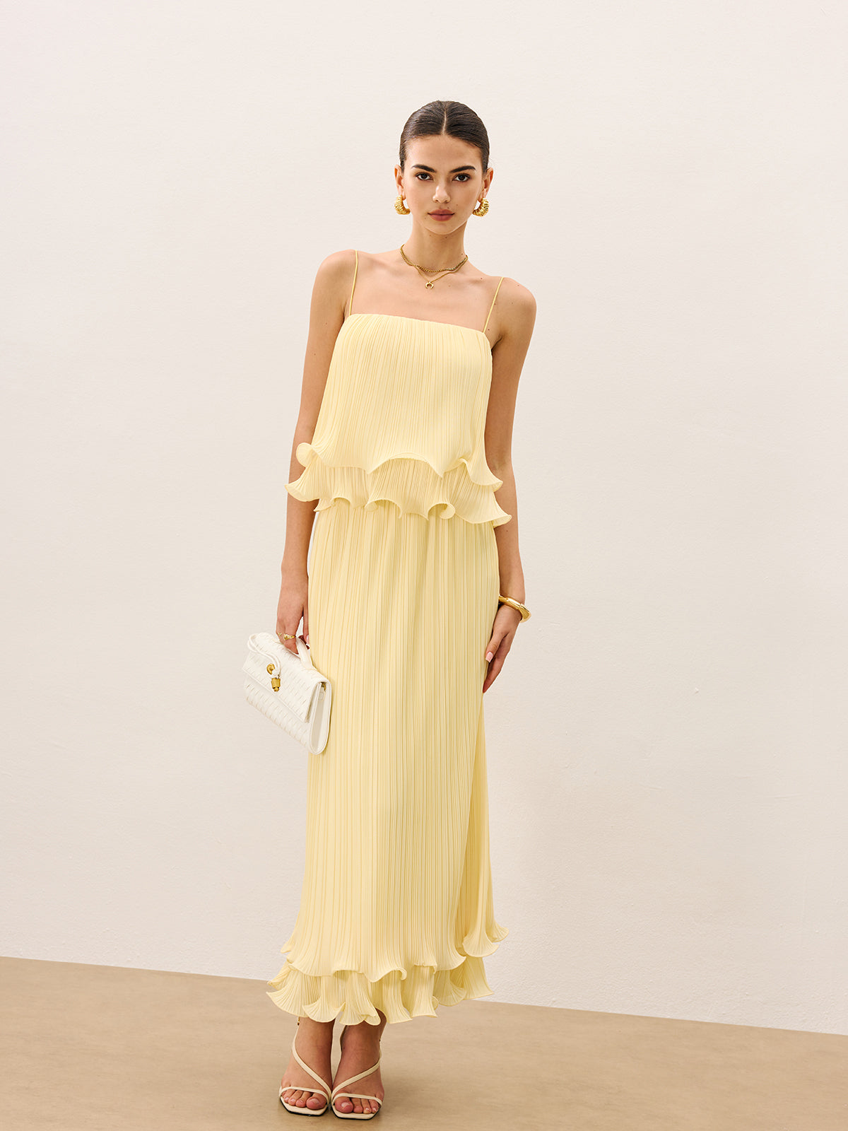 Whirl Pleated Layered Ruffle Skirt Set