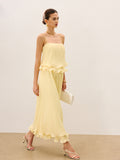 Whirl Pleated Layered Ruffle Skirt Set