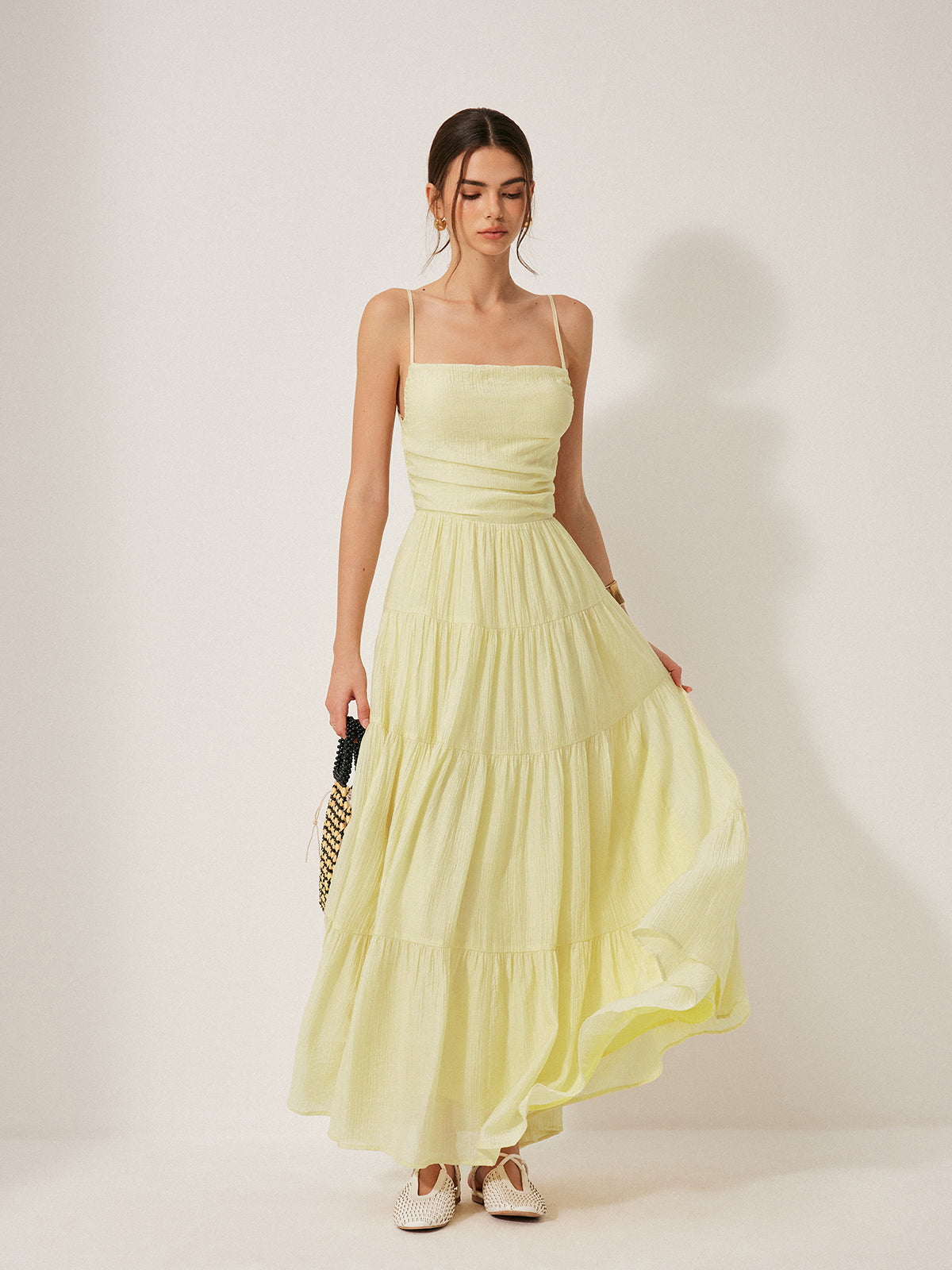 Falling Tiers Backless Cami Dress