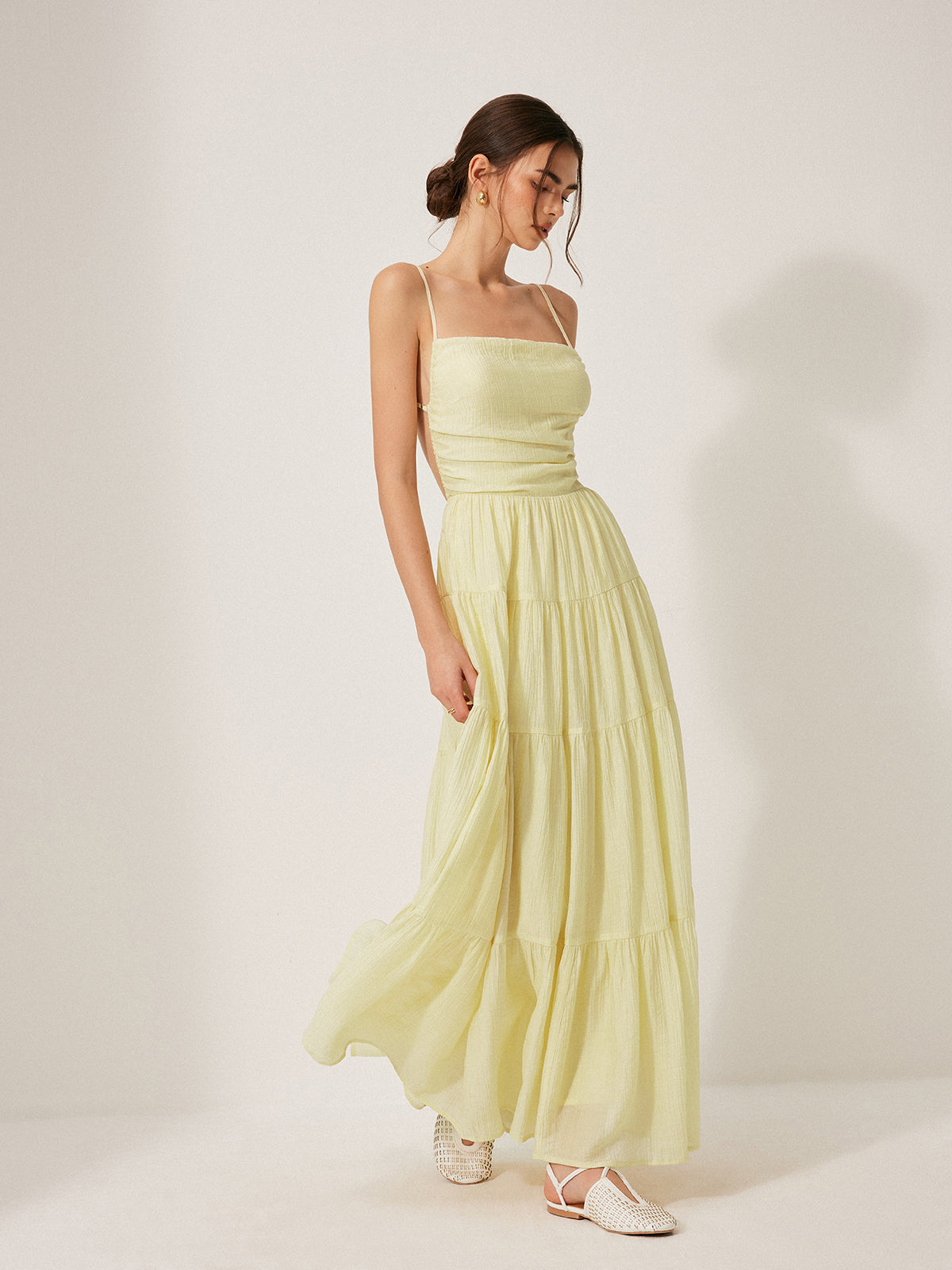 Falling Tiers Backless Cami Dress