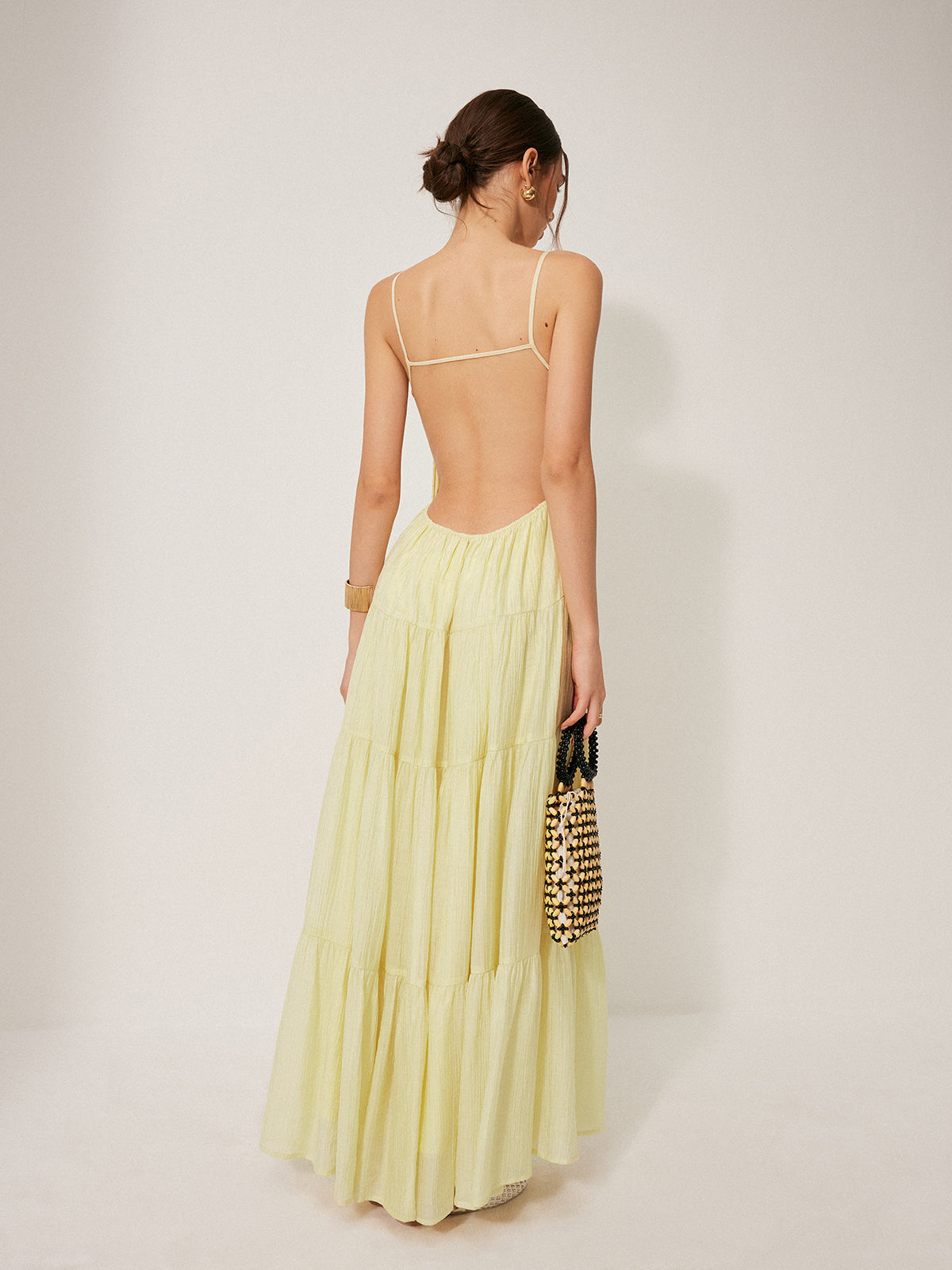 Falling Tiers Backless Cami Dress