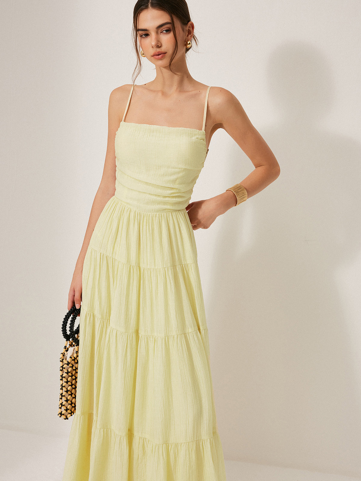 Falling Tiers Backless Cami Dress