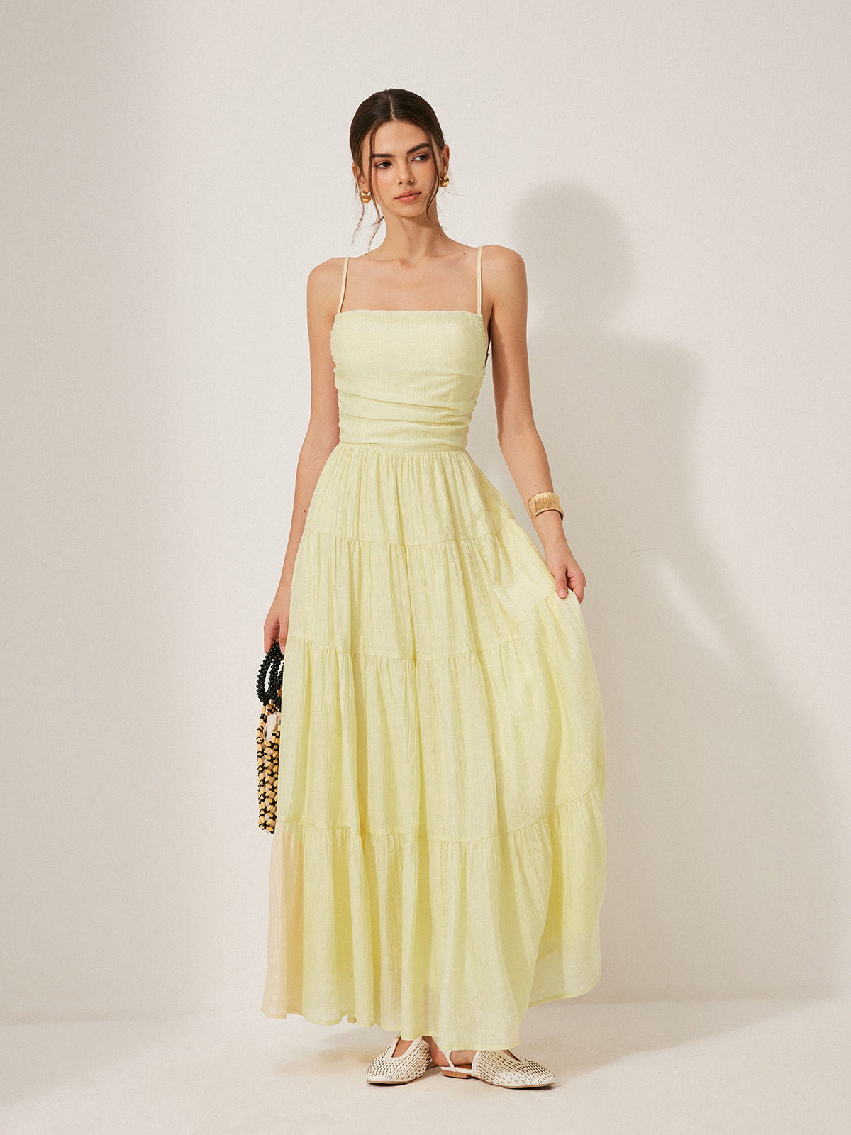Falling Tiers Backless Cami Dress