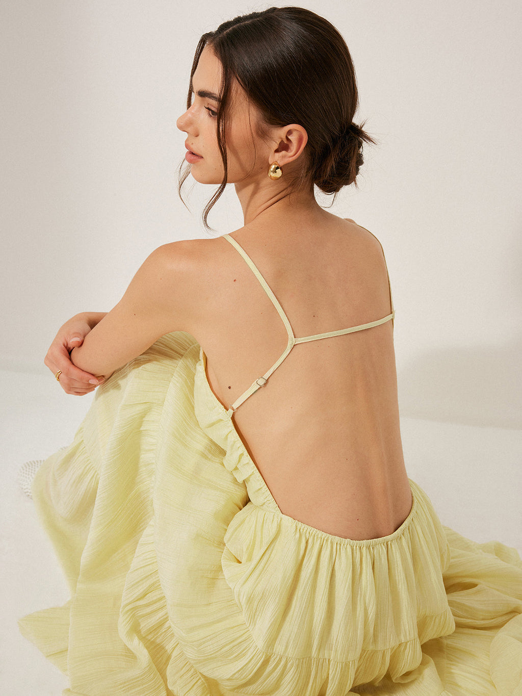 Falling Tiers Backless Cami Dress