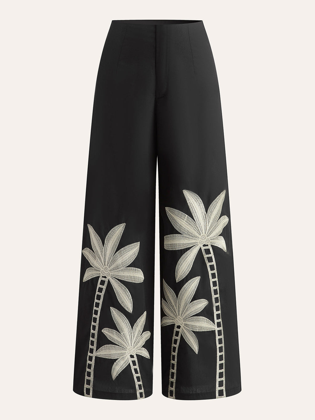 Blossom Embroidered High-Waist Wide-Leg Pants