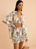 Gardenia Floral Print Three-Piece Set