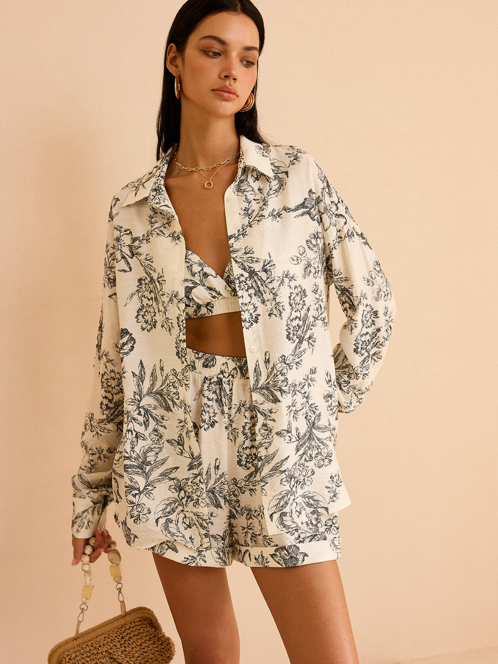 Gardenia Floral Print Three-Piece Set