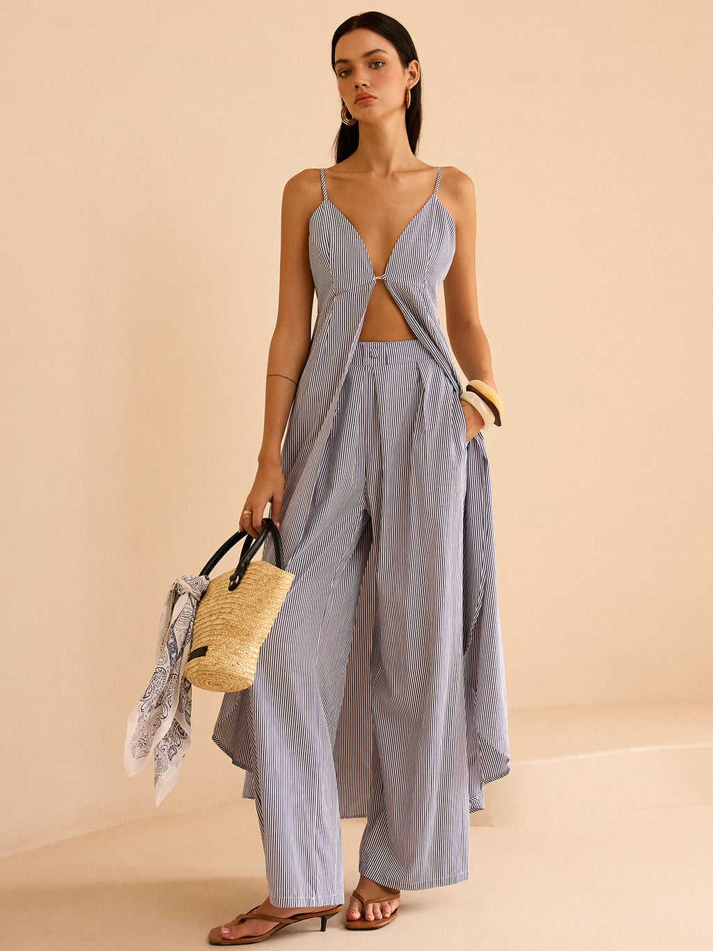Relish Striped Long Cami Set
