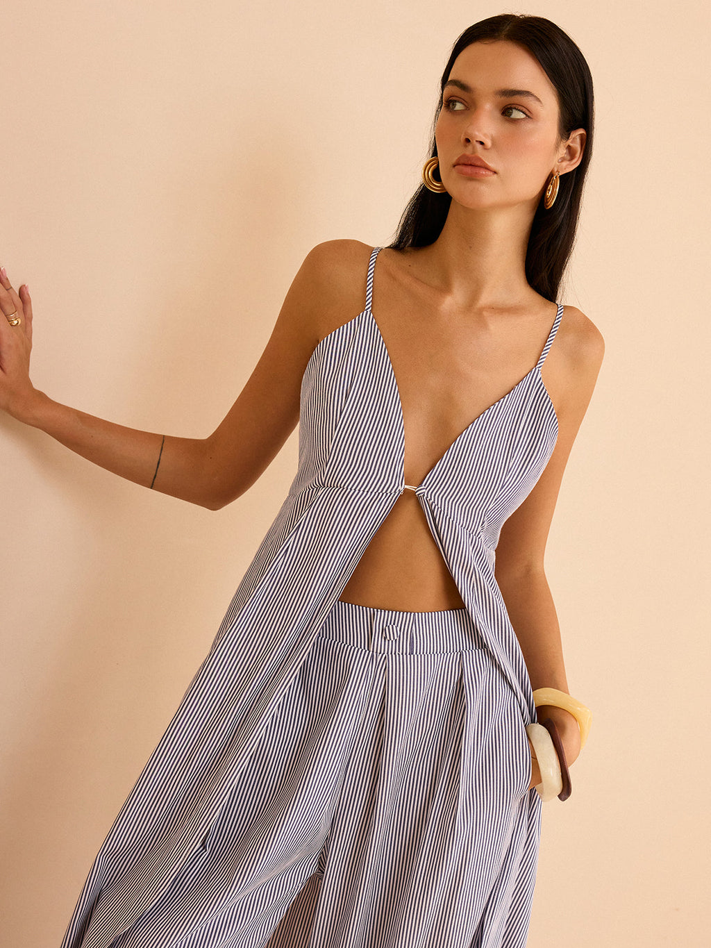 Relish Striped Long Cami Set