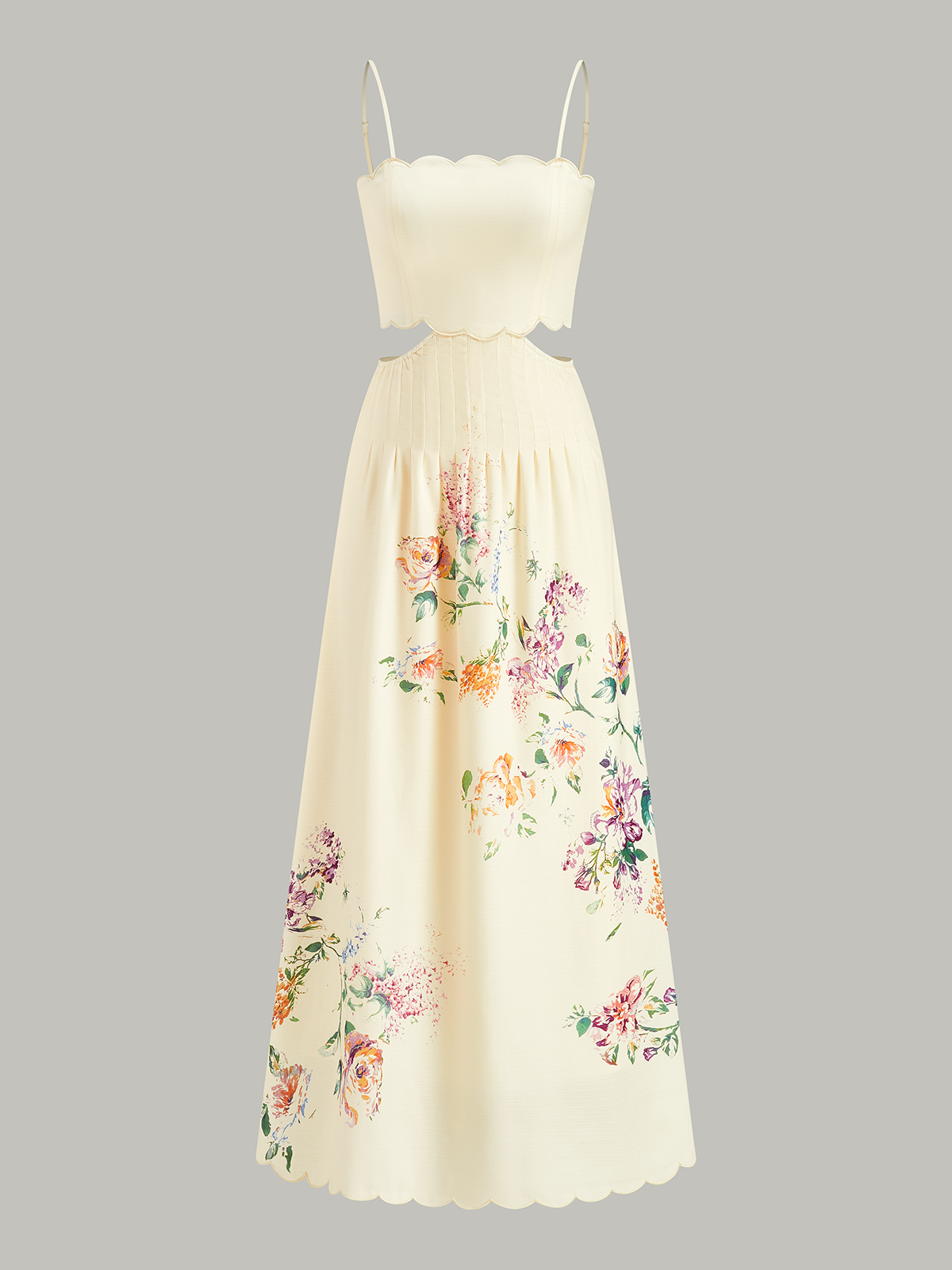 Laced Up Floral Print Backless Sleeveless Dress