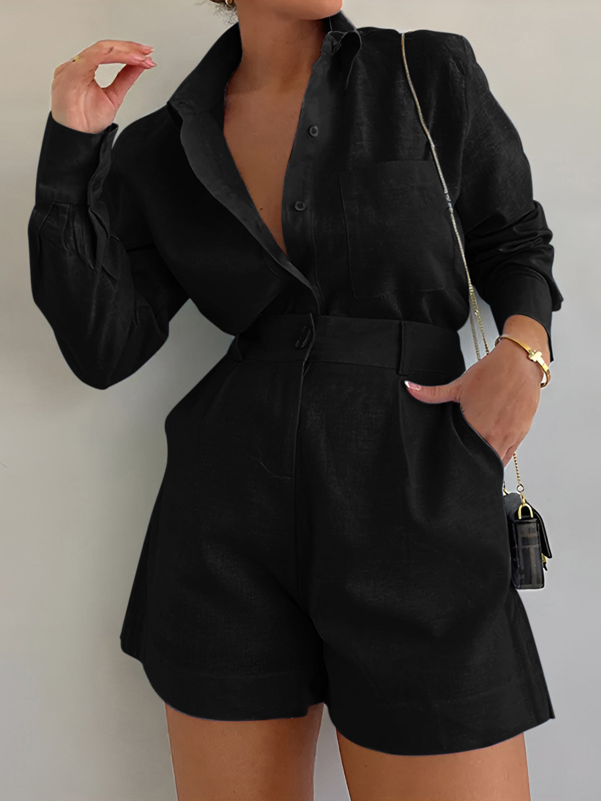 Breathe Easy Long Sleeve Loose Shorts Set