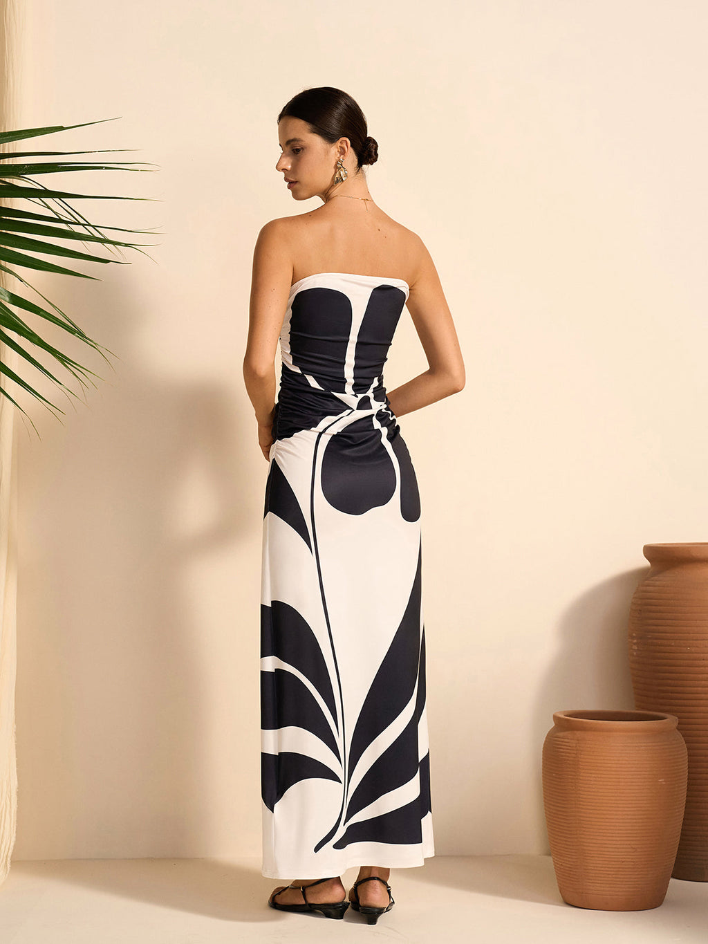 Sheer Bloom Strapless Floral Dress