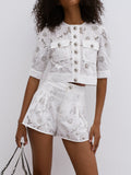 Tia Stitch Embroidery Shorts Set