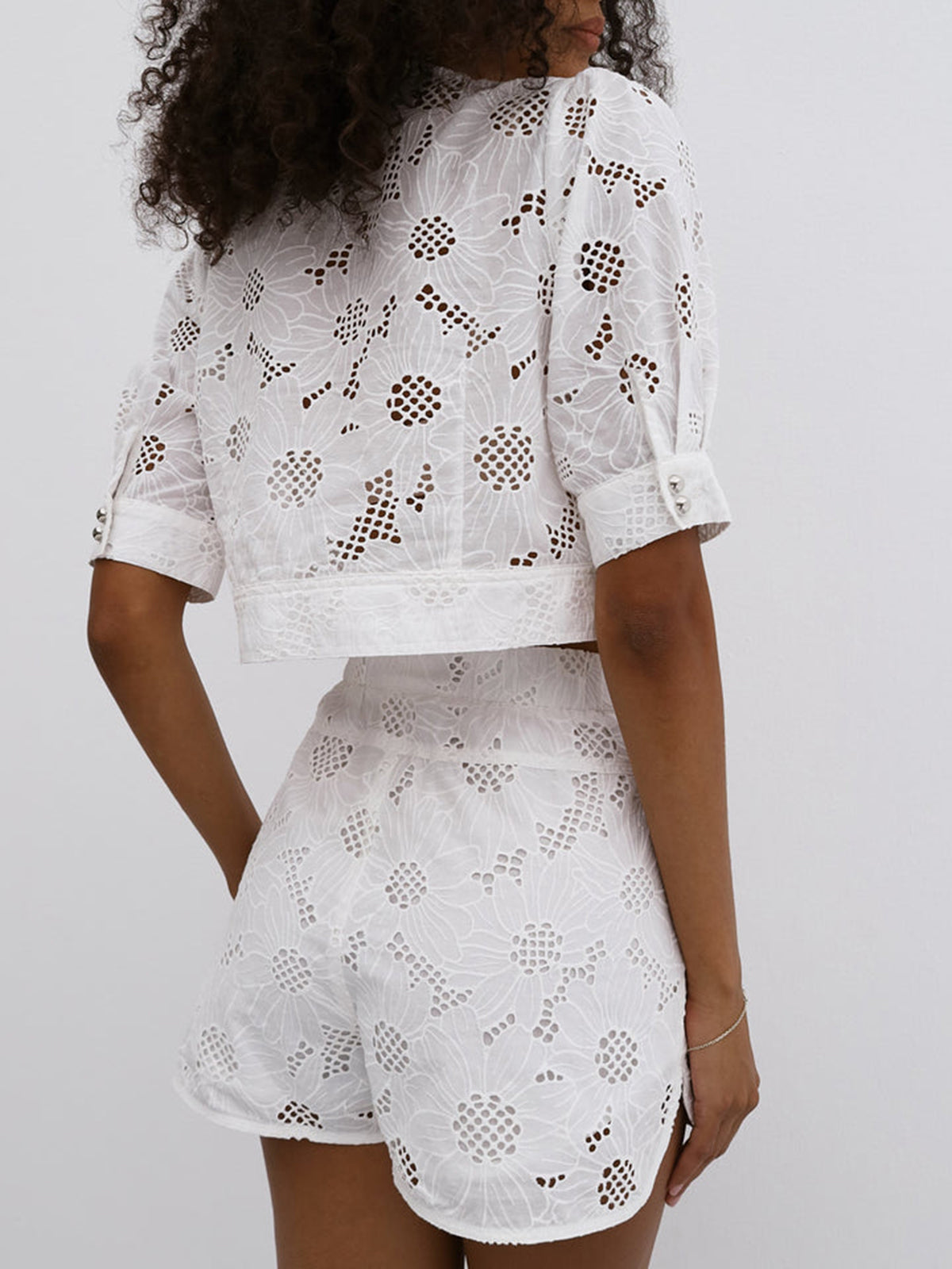 Tia Stitch Embroidery Shorts Set