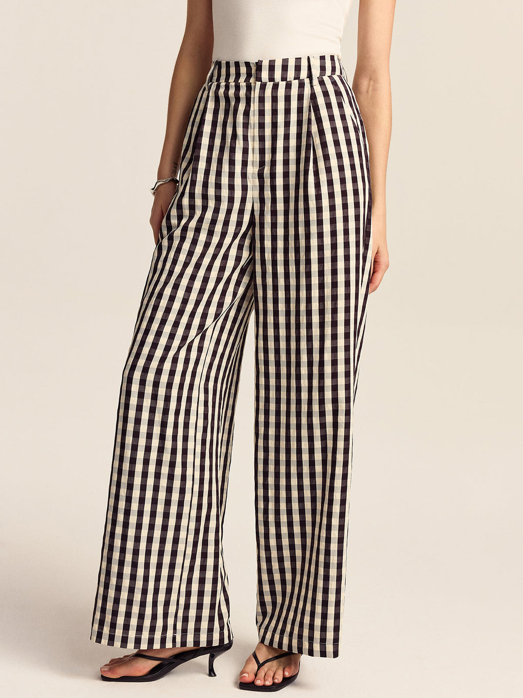 Sunday Picnic Gingham Wide-Leg Pants