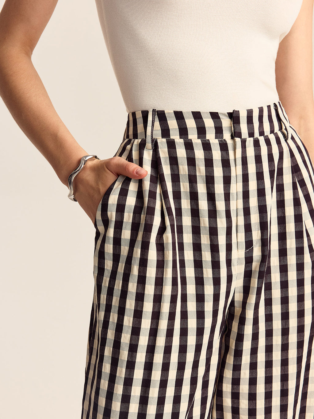 Sunday Picnic Gingham Wide-Leg Pants