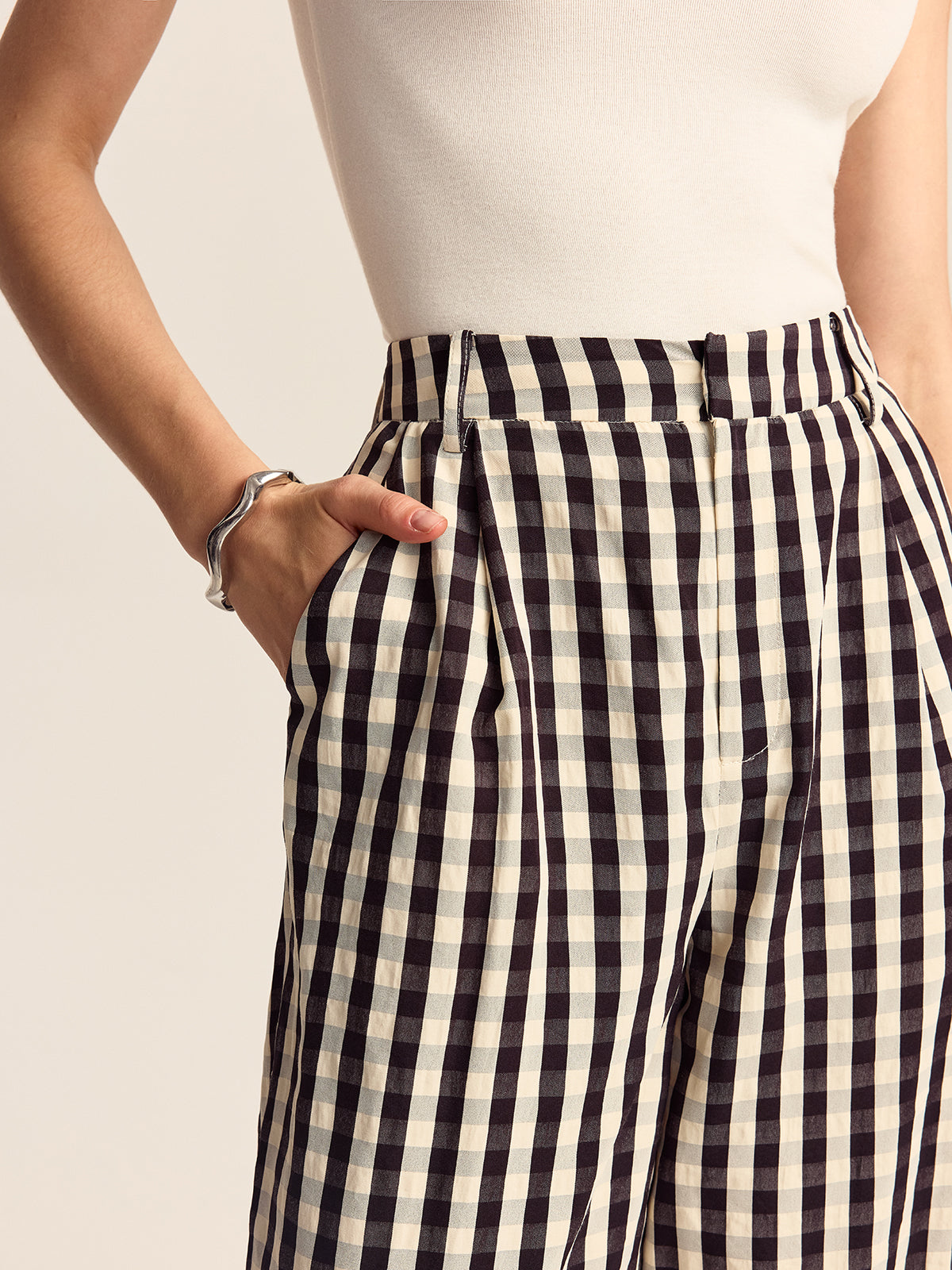 Sunday Picnic Gingham Wide-Leg Pants