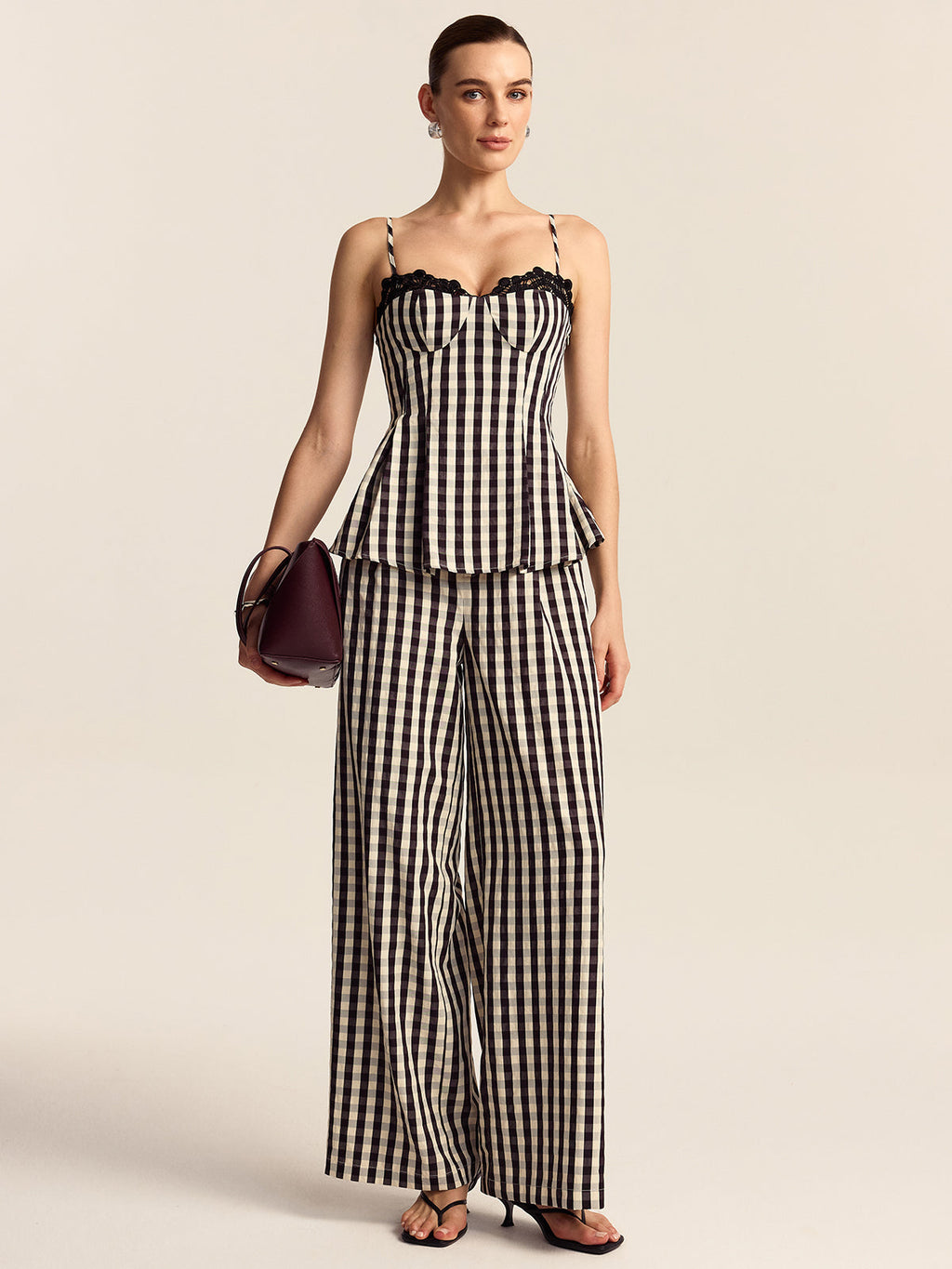 Sunday Picnic Gingham Wide-Leg Pants