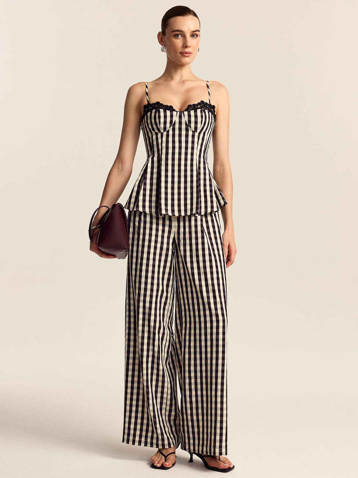 Sunday Picnic Gingham Wide-Leg Pants