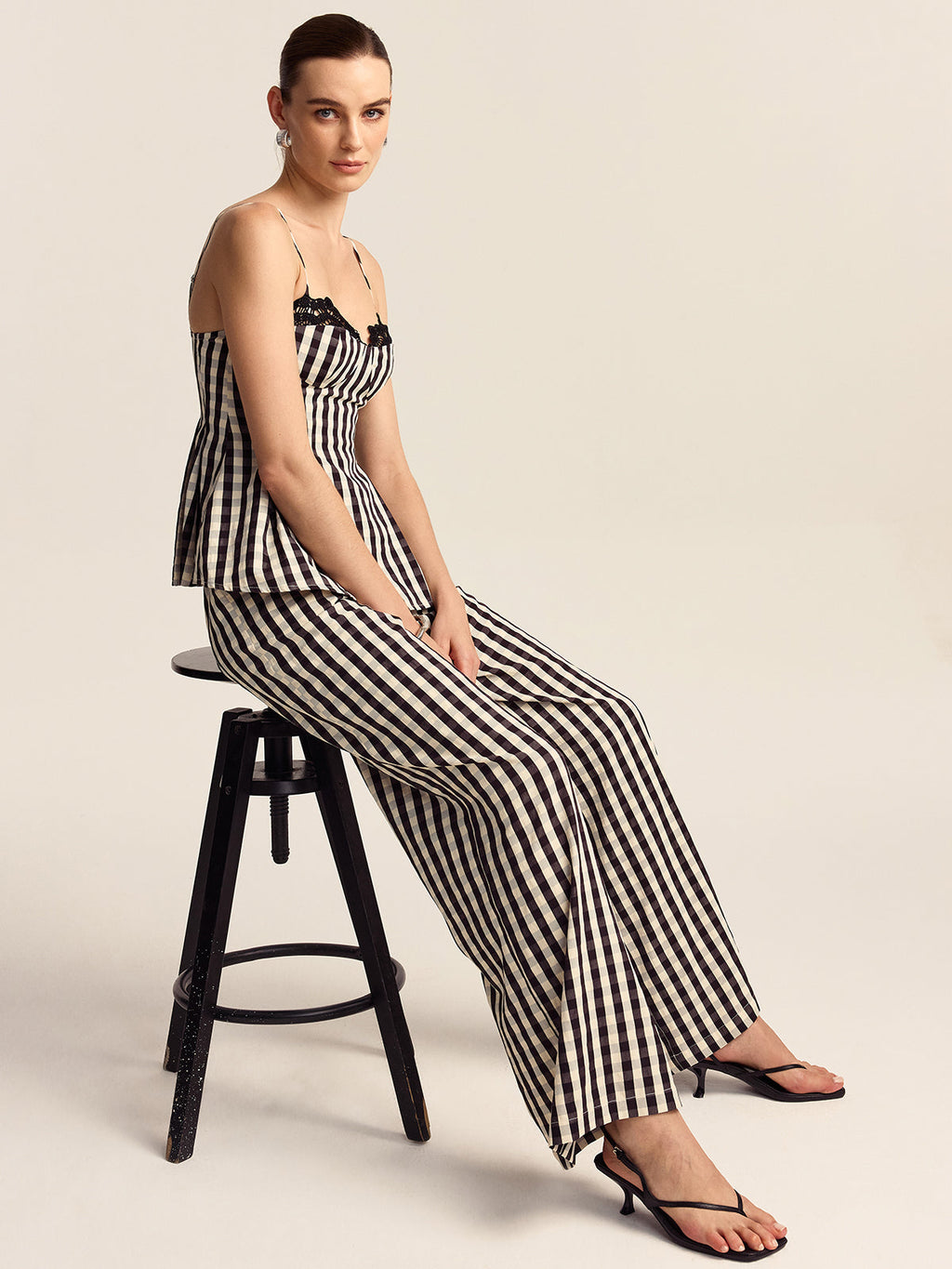 Sunday Picnic Gingham Wide-Leg Pants