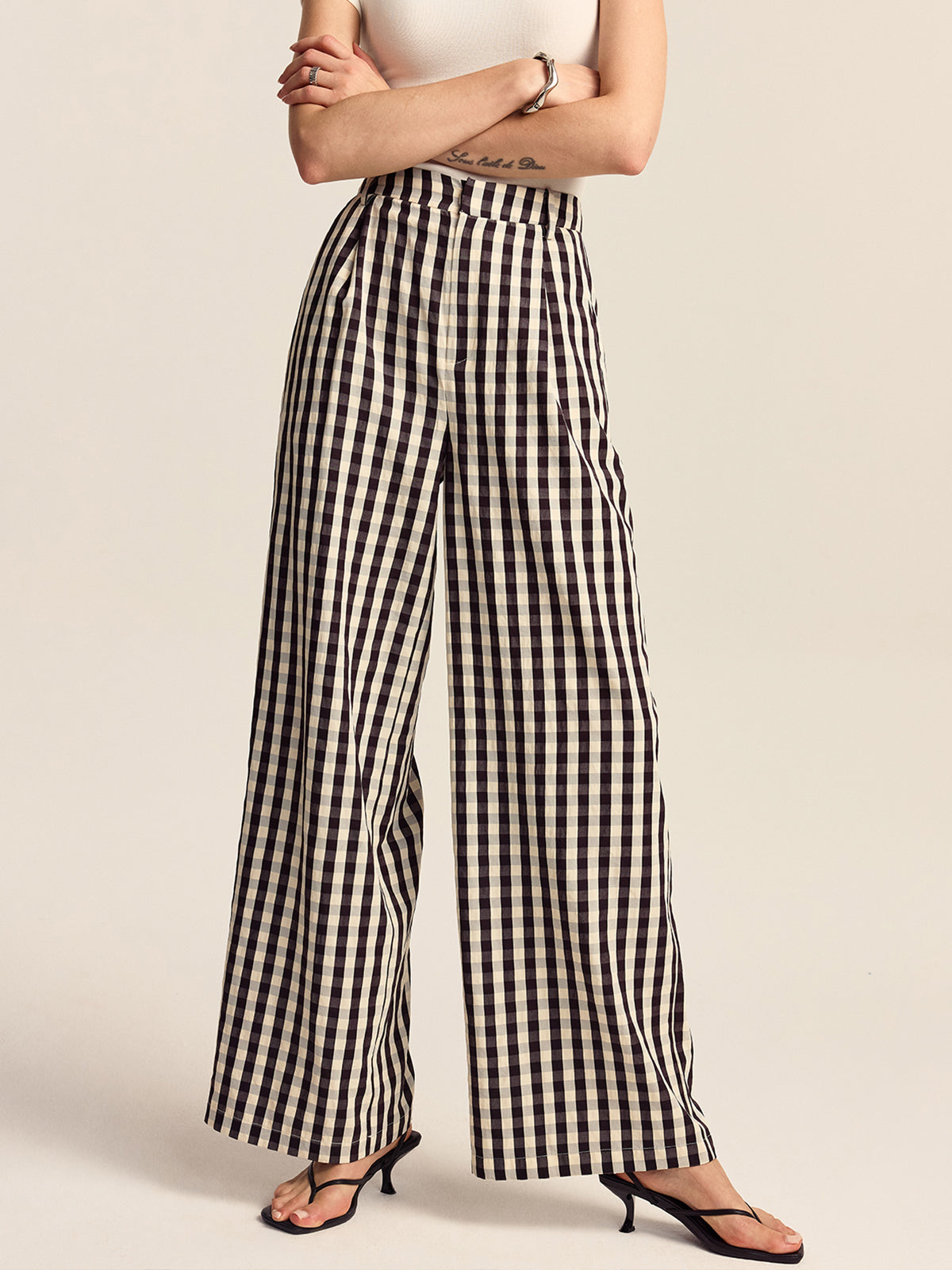 Sunday Picnic Gingham Wide-Leg Pants
