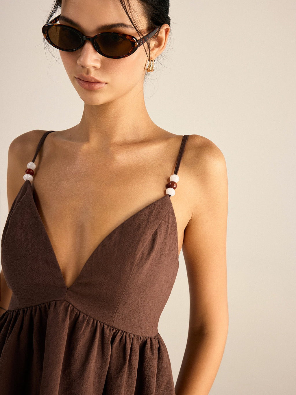 Petal Cotton Beaded Strap Top & Pants Set