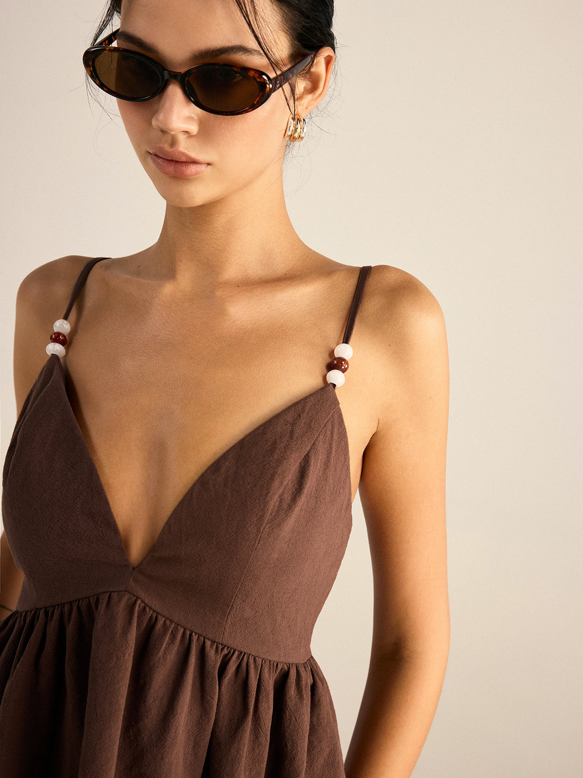 Petal Cotton Beaded Strap Top & Pants Set