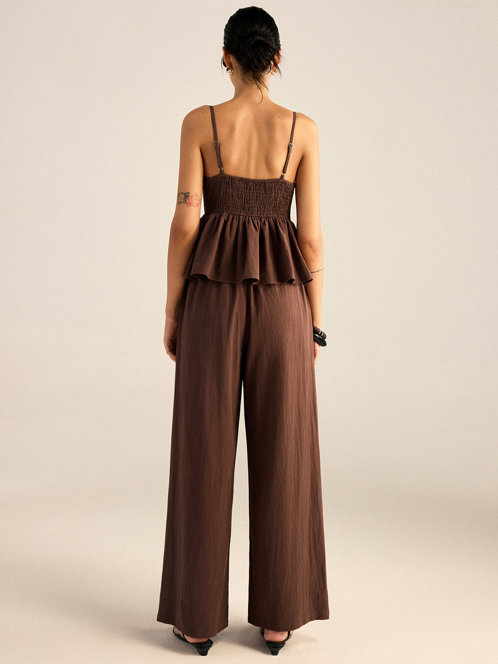 Petal Cotton Beaded Strap Top & Pants Set