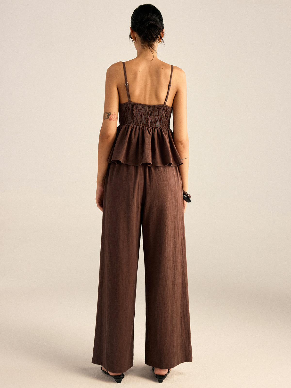 Petal Cotton Beaded Strap Top & Pants Set