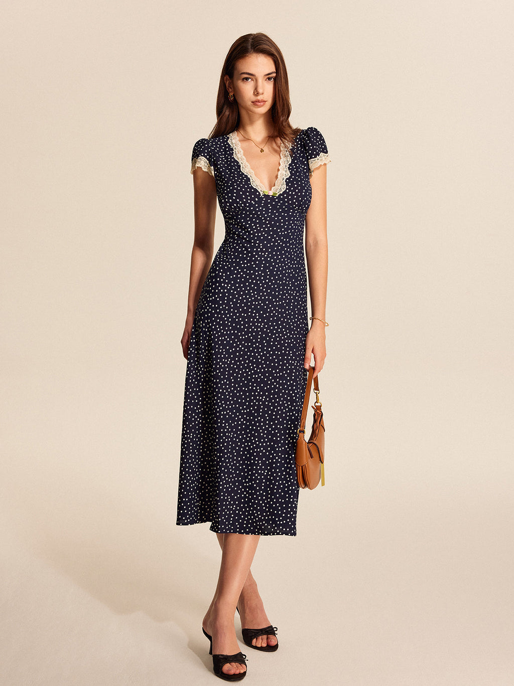 Dotted Darling Polka Dot Lace-Trim Dress