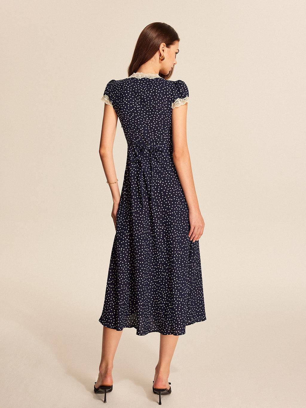 Dotted Darling Polka Dot Lace-Trim Dress