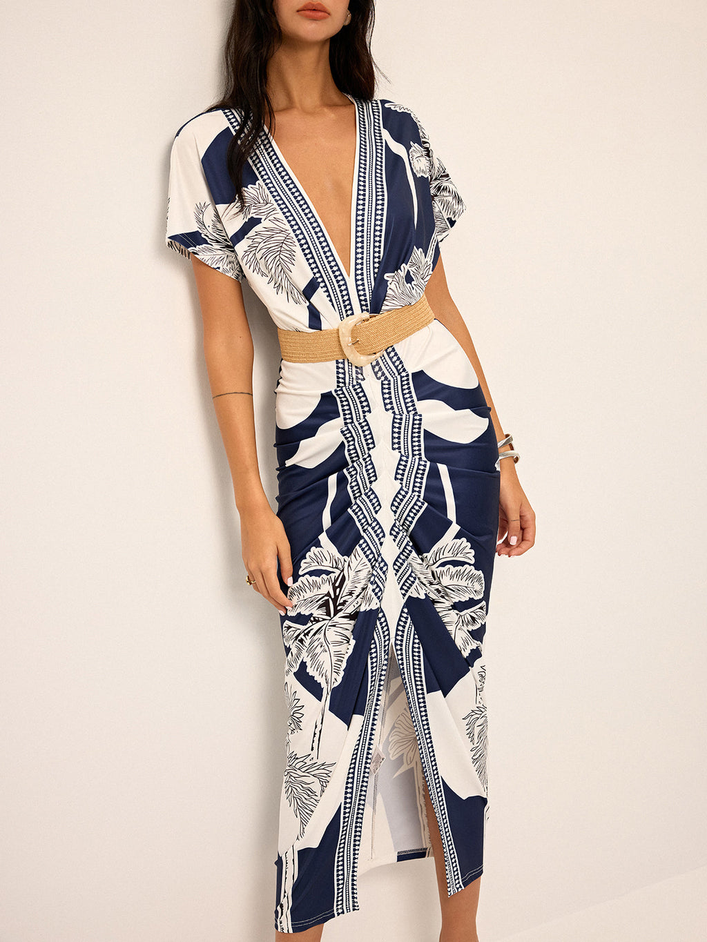 Deep Dive Gorgeous V-Neck Midi Dress