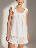 Frill Cotton Ruffle Shorts Set