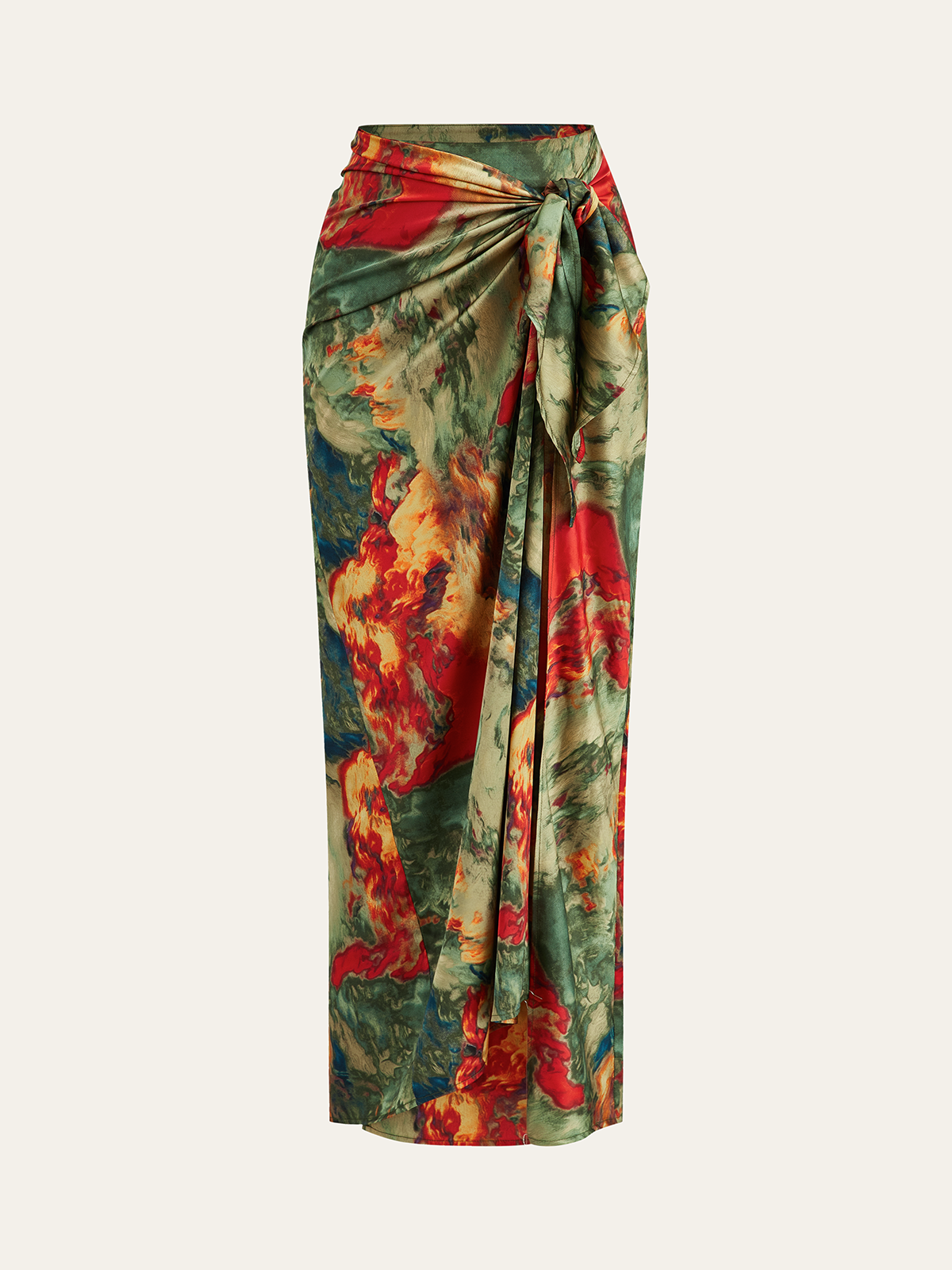 Wanderlust Printed Wrap-Tie Maxi Skirt